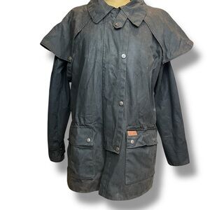 Outback Trading Co Bush Ranger Black Jacket Unisex Size M Oilskin Cotton Canvas
